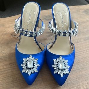 Jessica Simpson Royal Blue Jeweled Heels - Sex & The City Carrie Style